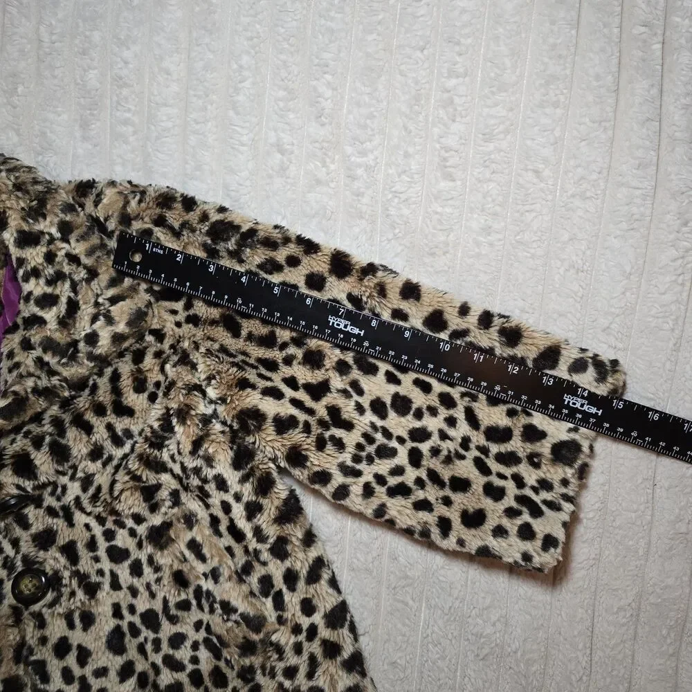 Lucky Brand House of Fire Leopard Print Brown Jacket Cropped Girls L 10/12